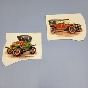 Vtg Waterslide Decals Pierce-Stanhope 1905 Oldsmobile 1910 Meyercord Set Of 2